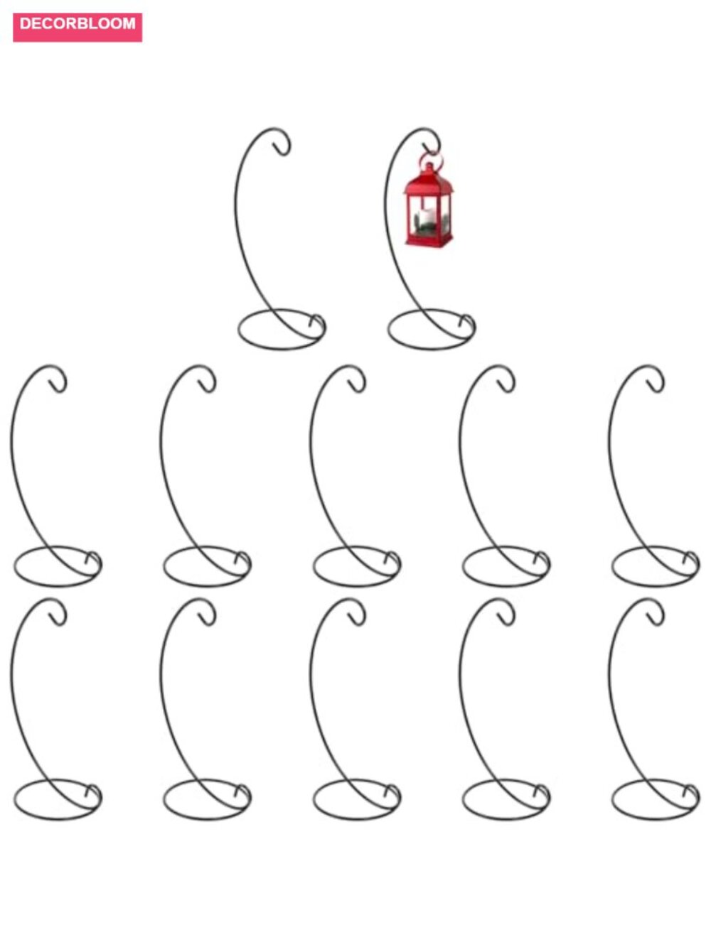 12 Pack Iron Ornament Display Stands 9.1 Inch Hanging Hook Rack Holder